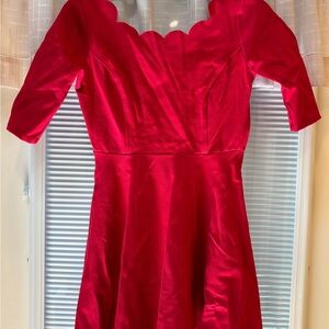 Elegant Red Scalloped Dress